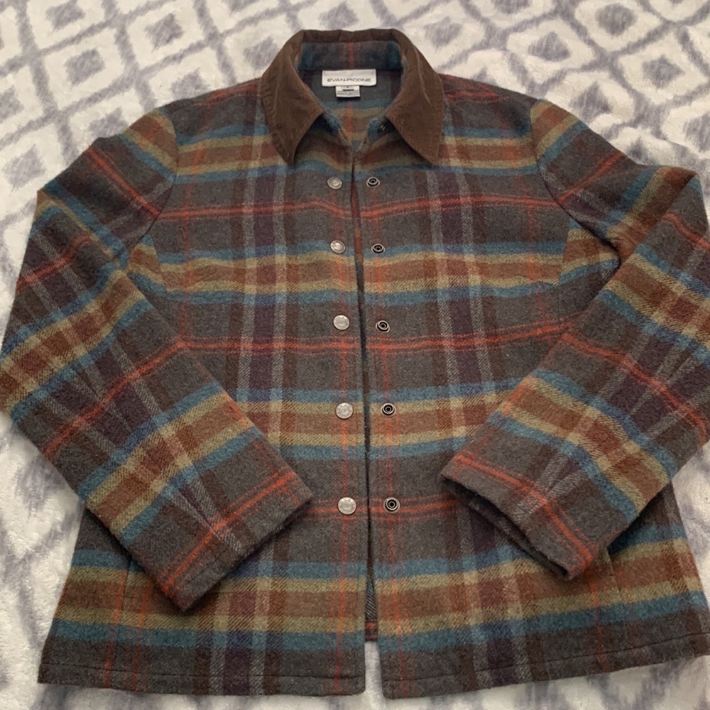 Plaid Jacket with corduroy collar